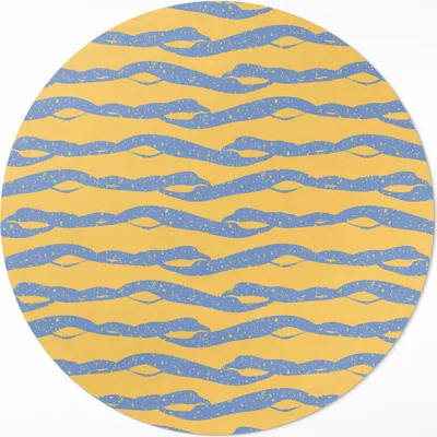 Produktbild von Abstraktes Retromuster Wellen– Vinylteppich – Indoor Teppich – Flur – Pflegeleicht – Runder Teppich – PVC Teppich – Outdoor Teppich – Pflegeleicht – fi 80cm