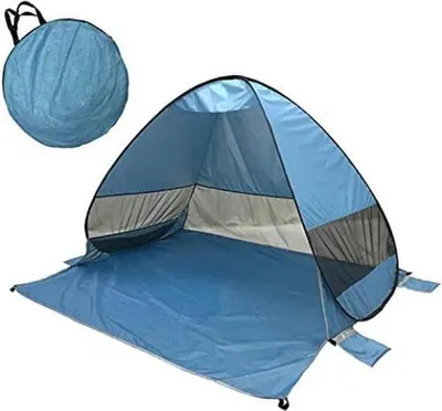 Produktbild von Strandzelt XXL – UPF 50+ Sonnenschutz-Strandzelt – Pop-up-Zelt – Zusammenklappbar – Für 2 bis 3 Personen – UV-Schutz – 190x160 cm