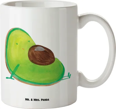 Produktbild von Mr. & Mrs. Panda Riesenkaffeetasse Avocado Schwangerschaft - Weiß - Geschenk, Avocadokern, Keramikbecher, jumbotasse, Große Tasse, Liebe, steingut, Haferl, Schwanger