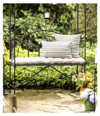 Produktbild von Sitzauflage Beige aus Baumwolle, 40x120 cm, dick gepolstert, Polster für Gartenbank und Küchenbank