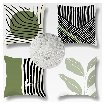 Produktbild von Wasserdichte Kissenbezüge 45 x 45 cm 4 Stück Grün Dekorativ für Outdoor und Indoor