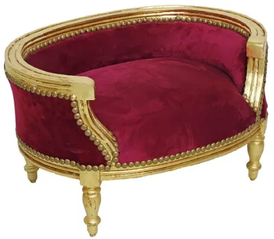 Image de Casa Padrino Lit Baroque pour Chien & Chat Bordeaux / Or Antique - Canapé de style baroque fait main pour chiens & chats - Meubles Baroques pour Chiens & Chats - Meubles Baroques pour Animaux