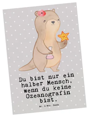 Produktbild von Mr. & Mrs. Panda Postkarte Ozeanografin Herz - Grau Pastell - Geschenk, Spruch, Meeresbiologin, Postkarten, Ansichtskarten, Studium, Witzig, Ansichtskarte, bildkarte