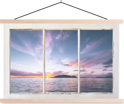 Produktbild von MuchoWow® Textilposter Aussicht - Insel - Meer 60x40 cm mit holzfarbenen Rahmen - Bilder