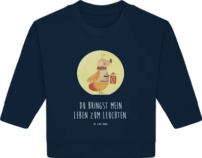 Produktbild von Mr. & Mrs. Panda Organic Baby Pullover Glühwürmchen 12. - 18. Monat - French Navy - Geschenk, Liebe, Bullover, Lustige Sprüche, Leuchten, Liebesspruch, Jahrestag, Falter