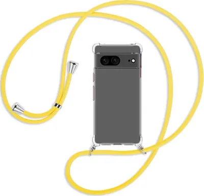 Produktbild von Handykette Backcover-Schutzhülle mit Band (Metall silberfarben) für Google Pixel 7 - gelb