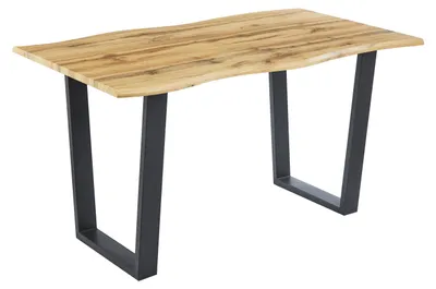 Produktbild von Esstisch Baumkante Holz Wildeiche-Optik 140 x 80 V-Gestell Metall schwarz KOPENHAGEN