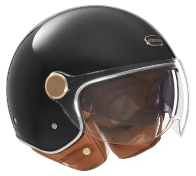 Image de Casque jet NOX Exclusiv avec visière pare-soleil intégrée – Élégant, léger et confortable – Casque jet aéré – Couleur : noir – Taille L = 59 à 60 cm