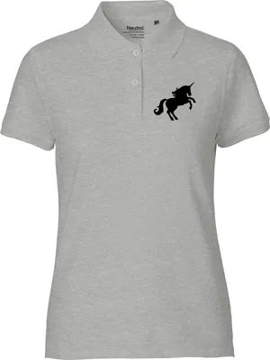 Produktbild von Huuraa Damen Polo Shirt Einhorn Silhouette M Sport Grey Bio Baumwolle Fairtrade Poloshirt Geschenkidee