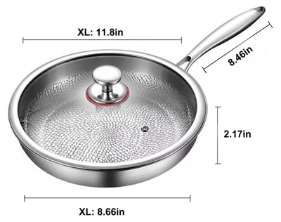 Immagine prodotto di Padella antiaderente elettrica, diametro 30 cm, realizzata in titanio puro, senza rivestimento, con motivo a squame di pesce, rivestimento antiaderente, 220 V