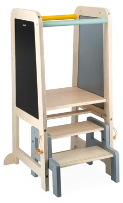 Produktbild von Janod Holz-Lernturm Tafel - höhenverstellbarer Tritthocker für Kinder