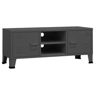 Image de Meuble TV style industriel anthracite 105x35x42 cm métal