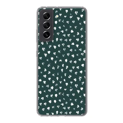 Produktbild von MuchoWow® Handyhülle Schutzhülle Hülle für Samsung Galaxy S21 FE Polka dots - Weiß - Grün Silikon Softcase Handy Hülle - Mobiltelefonhülle