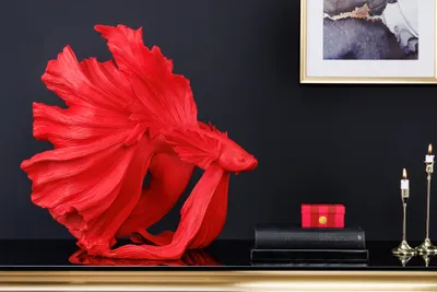 Produktbild von riess-ambiente Design Deko Figur Kampffisch CROWNTAIL 65cm rot Betta Fisch Skulptur Dekoration