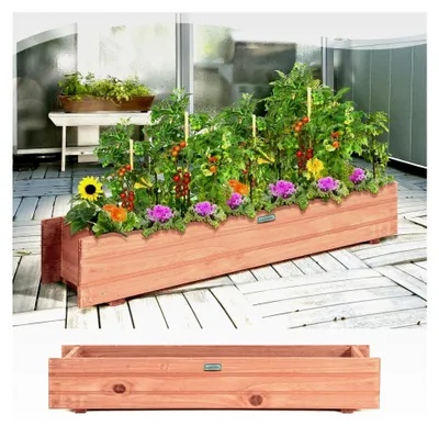 Produktbild von Hochbeet aus Holz für Blumen, Gemüse, Obst und Kräuter, Pflanzkasten für Garten, Rasen, Terrasse und Balkon