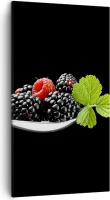 Produktbild von Bild auf Leinwand - Leinwandbild - Löffel Himbeere Brombeere Frucht - 45x80cm - Wand Bild - Wanddeko - Leinwanddruck - Bilder - Kunstdruck - Wanddekoration - Leinwand bilder - Wandkunst - PA45x80-2202
