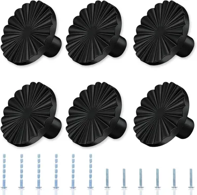 Produktbild von Möbelknöpfe 6 Stück, Zinklegierung, 30 mm Durchmesser, schwarz, für Küche