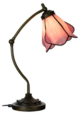 Produktbild von Clayre & Eef Tiffany Tischlampe 26x19x50 cm Rosa Glas