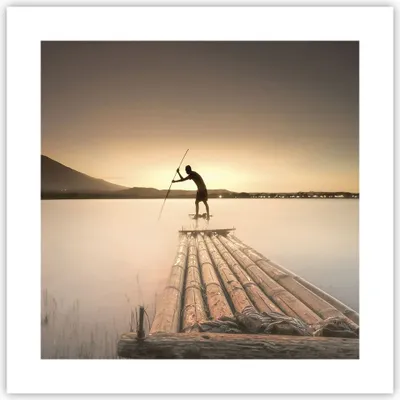 Produktbild von Poster - Poster ohne Rahmen - Floß Westen die Sonne - 40x40 cm - Wand Bild - Wanddeko - Wandbilder - Kunstposter - Wandposter - Bilder - Kunstdruck - Wanddekoration - Wandbild - P2XAC40x40-4353