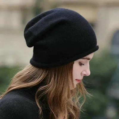 Immagine prodotto di Berretto di lana per donna e uomo, berretto invernale caldo, comodo, elastico, morbido, adatto per l'inverno, l'autunno e la primavera - nero - M