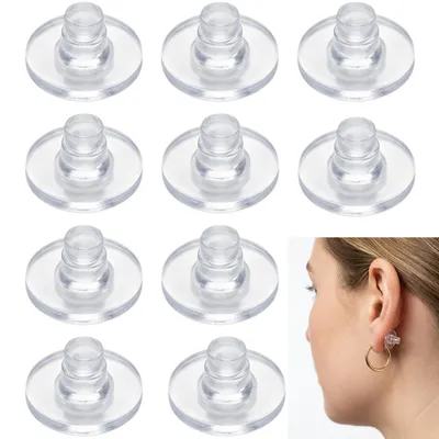 Ohrstecker Verschlüsse aus Silikon, klar, 20 Stück