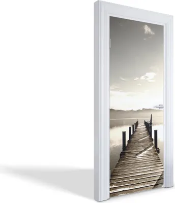 Produktbild von Türdeko Aufkleber Selbstklebende Wandsticker Personalisiert - Pier im Morgengrauen - 75 x 205 cm