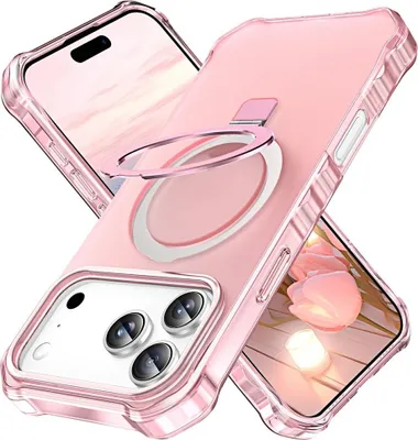 Produktbild von iPhone 17 Pro Hülle - Coverup ShockProof TPU Back Cover mit MagSafe Compatible Ring Kickstand - Rosa