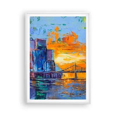 Produktbild von Gerahmtes Poster - Weißer Rahmen - Stadt Brücke pastos - 70x100 cm - Wand Bild - Wanddeko - Wandbilder - Kunstposter - Wandposter - Bilderrahmen - Bilder - Kunstdruck - P2WPA70x100-4392
