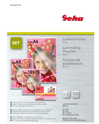 Image de Set de films de plastification DIN A4/A5/10x15/cartes de visite épaisseur 2x 80 micron