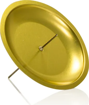 Produktbild von Adventskranzkerzenstecker, Kerzenstecker, Kerzenteller, in gold mit Dorn für Ø 50 mm Kerzen