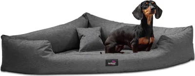Produktbild von tierlando® TRIVIA | Orthopädisches Eckhundebett Polyester Hundebett Dreieckbett - Größe: 120x120cm | Farbe: 99 Dunkelgrau Meliert