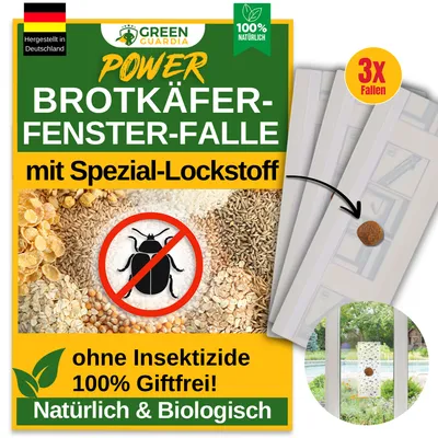 Produktbild von Fenster Brotkäferfalle mit Spezial-Lockstoff – 3x Fallen – Brotkäfer bekämpfen am Fenster, Alternative zur Pheromonfalle, Mittel gegen Brotkäfer