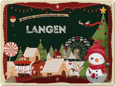 Produktbild von vianmo Blechschild 30x40 cm Weihnachtsgrüße aus Langen Weihnachten