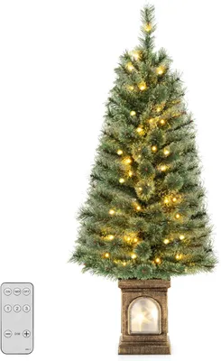 Produktbild von 120cm Künstlicher Weihnachtsbaum mit Beleuchtung, Tannenbaum mit 100 LED-Lichter & 116 Spitzen, Kunstbaum mit Fernbedienung
