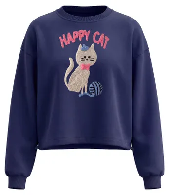 Produktbild von Damen Sweatshirt blau Größe S reguläre Passform klassischer Rundhalsausschnitt