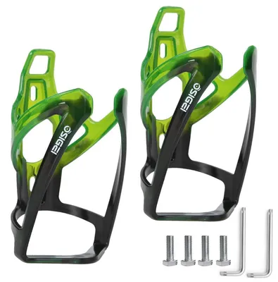 Image de Porte-bidon pour vélo, léger, en plastique, dégradé de couleurs noir et vert, lot de 2, pour VTT et vélo de course