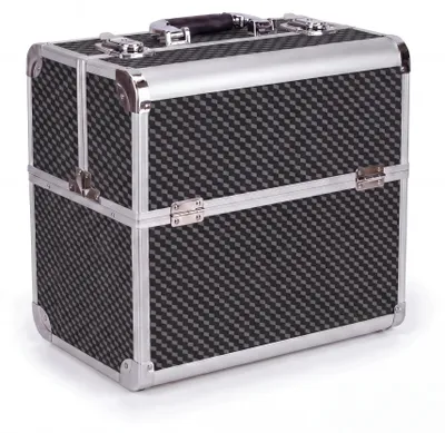 Produktbild von Kosmetikkoffer Aluminium Schwarz Carbon – Schminkkoffer leer, Beauty Case