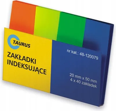 A product shot of colorful indexing tabs in their packaging.