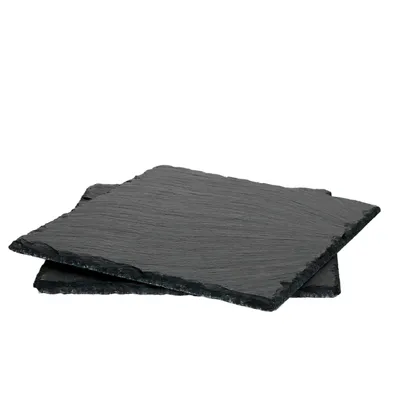 Produktbild von 2x Schieferplatten 17 x 17 cm Tisch-Set Untersetzer Servierplatte Naturschiefer