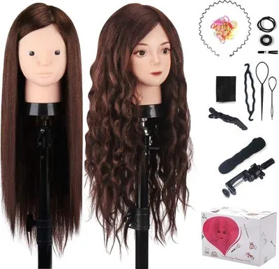 Produktbild von Famanu Trainingskopf 20 Zoll 60% Echthaar - mit Halter und DIY Haarstyling Set