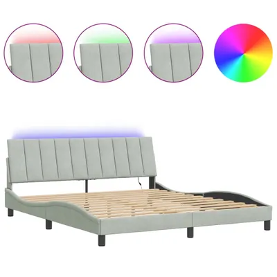 Obrázok produktu pre vidaXL Rám postele s LED bez matraca "Hanko" svetlosivý 180x200 cm zamat