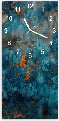 Produktbild von Wanduhr aus Glas mit Motiv Blaue Maserung- 30 x 60 cm - inkl. Aufhängesystem