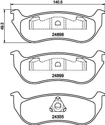 Produktbild von HELLA Bremsbeläge Satz Hinten Bremsklötze für JEEP CHEROKEE (KJ) 8DB 355 040-451