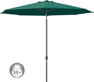 Produktbild von Sonnenschirm 3,5m rund grün Garten Balkon knickbar mit Kurbel UV-Schutz Gestell anthrazit paramondo interpara