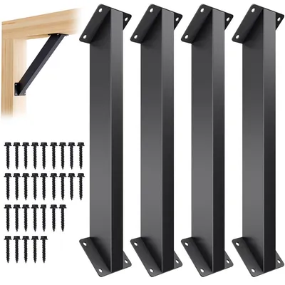 Produktbild von 4er-Set Eckverbinder für Pavillons & Carports - 45° Pfostenstützen Stahl Schwarz,Stabiler Kopfbandsatz für Holzpfosten,Verstärkungskit für Gartenlaube & Pergola,Montagematerial