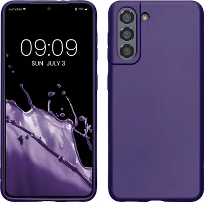 Produktbild von kwmobile Case kompatibel mit Samsung Galaxy S21 Hülle - Schutzhülle aus Silikon metallisch schimmernd - Handyhülle Metallic Blauviolett