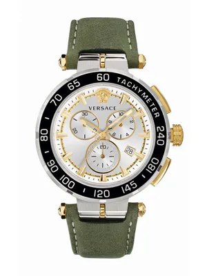 Produktbild von Versace Herren Armbanduhr Greca Chrono 45 mm Datum, Chronograph, Tachymeter Armband Leder VEPM00220