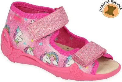 Produktbild von Sandalen Befado Papi 342P043 rosa mit Lederinnensohle, Glitzer mit Einhörnern, Klettverschluss