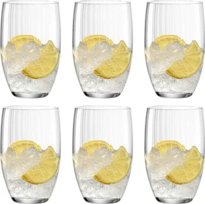 Produktbild von Leonardo Poesia Trinkglas 6er Set, spülmaschinengeeignete Wasser-Gläser, Trink-Becher aus Glas, Saft-Gläser, Getränke-Set, 460 ml, Glas, Klar, 069171
