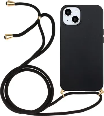 Produktbild von Hülle für Apple iPhone 14 Handyhülle Silikon Case Handykette Cover Band Schwarz